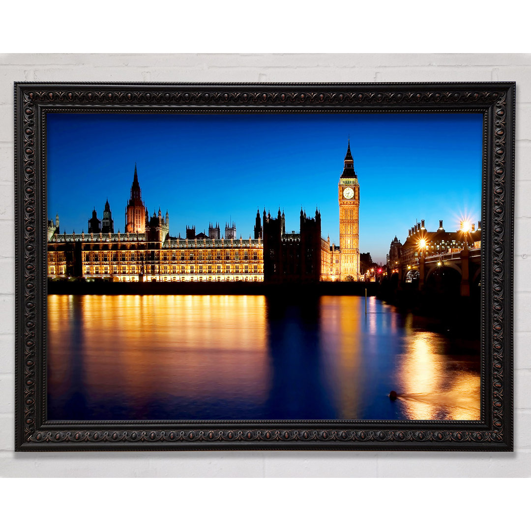 London Houses Of Parliament Nacht Reflektionen - Druck