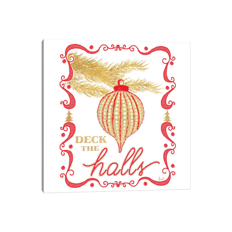 Gold And Red Christmas II by Andi Metz - Wrapped Canvas Print, 30.48 cm H x 30.48 cm W