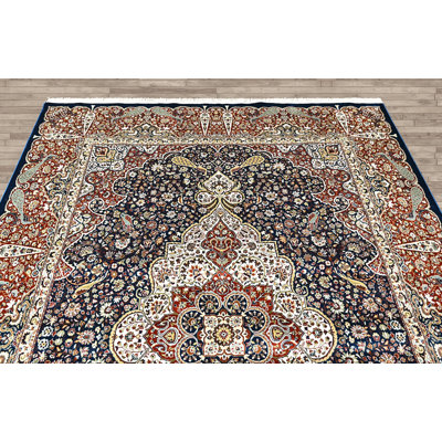 8'10''x11'10'' Wool Navy Traditional Rug