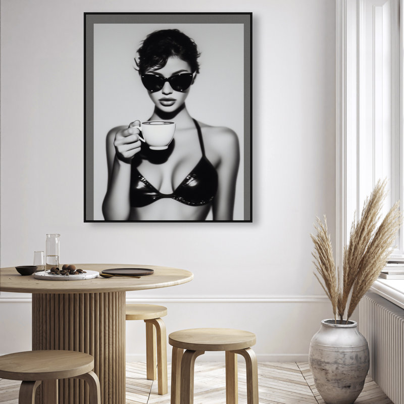 Luxe Latte Print by Oliver Gal, 37"H x 46"W, Black Floater Frame
