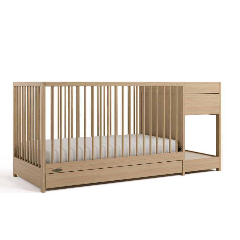 Lit de bébé convertible 5 en 1 avec tiroir Teddi, Bois flottant