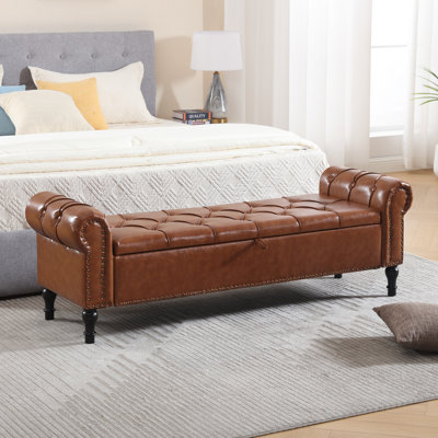 Cleota 66.9'' Faux Leather Upholstered Storage Bench