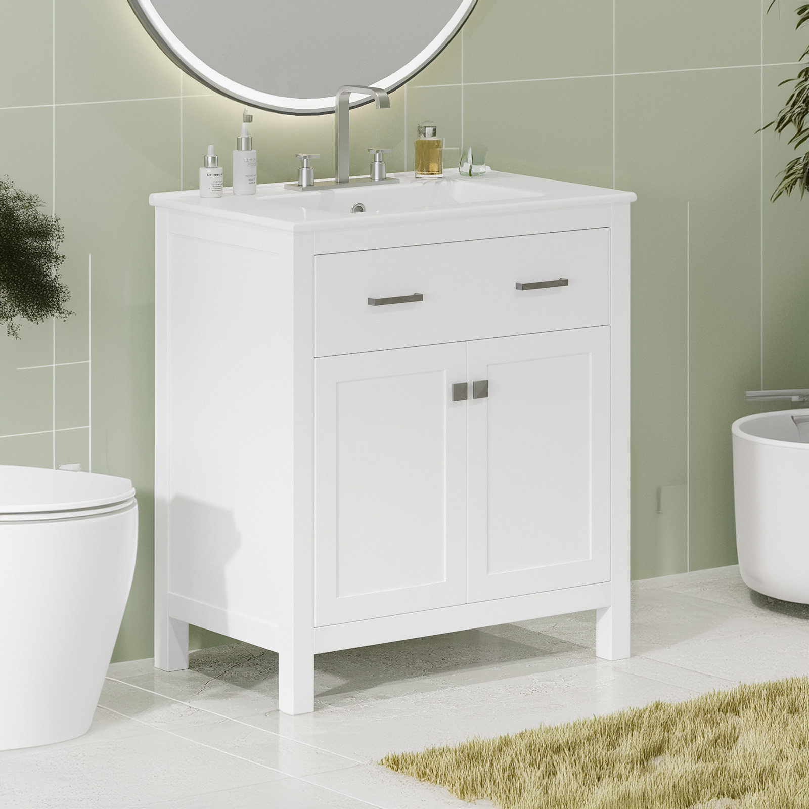 red chair Bathroom Storage Freestanding Bathroom Cabinet | Wayfair