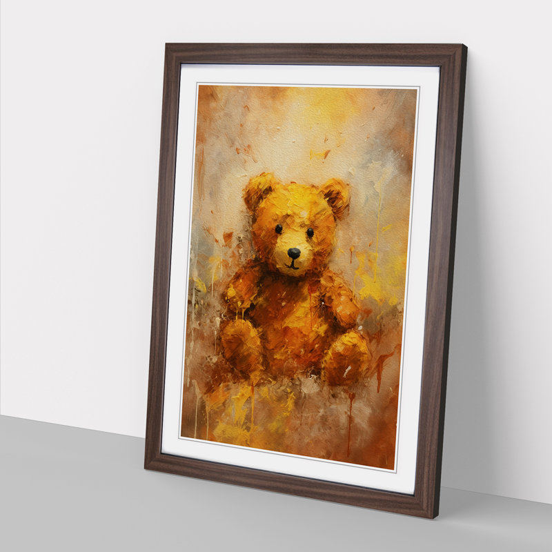 Teddy Bear Gestural - Framed Print, Walnut , 34cm H x 25cm W x 2cm D