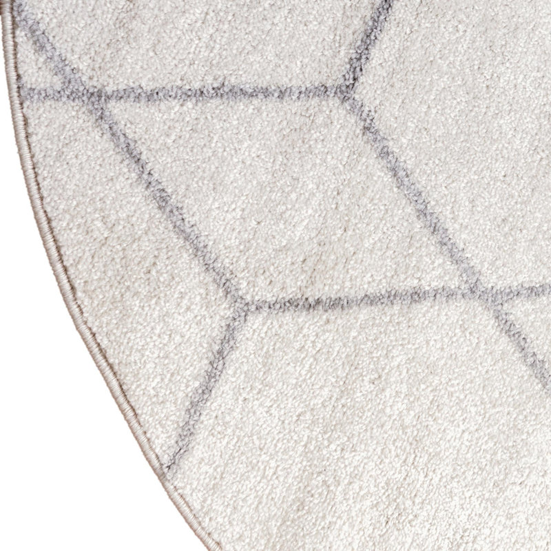 Tapis géométrique Debrodie, Rond 7 pi 1 po, Ivoire ivoire
