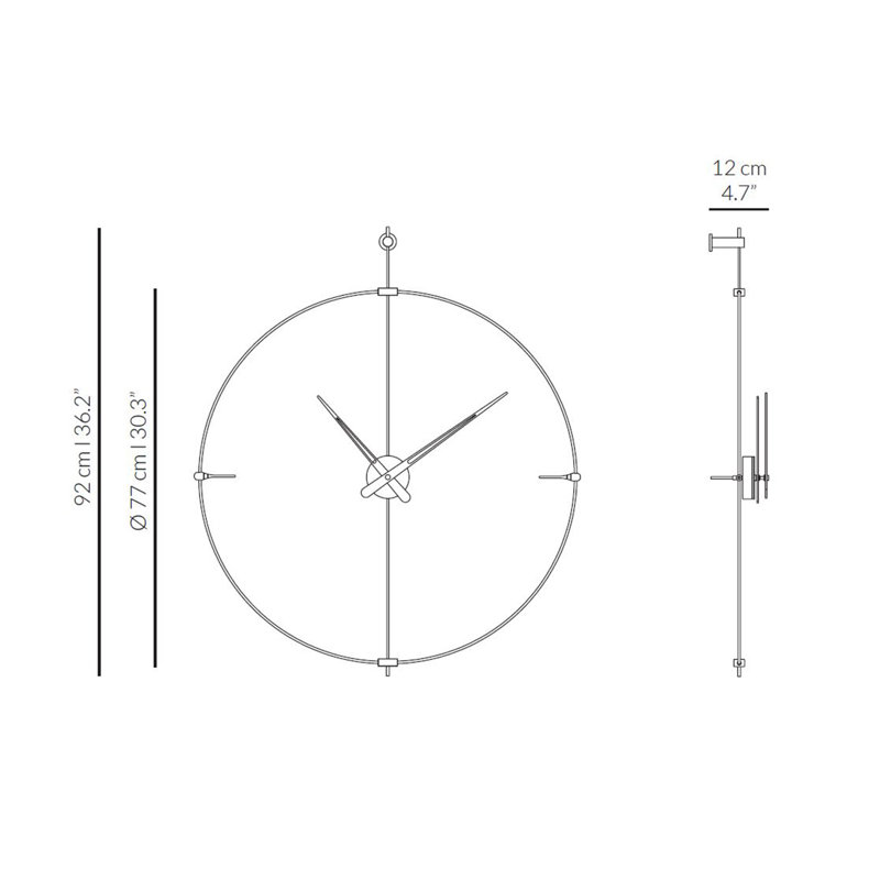 Mini Bilbao Analog Wall Clock, Brass/Walnut