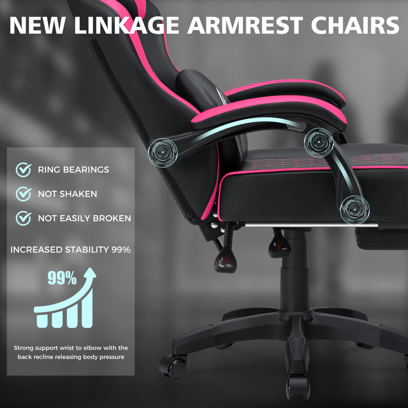 Fauteuil lombaire inclinable et ergonomique Ivy Bronx, Rose/noir