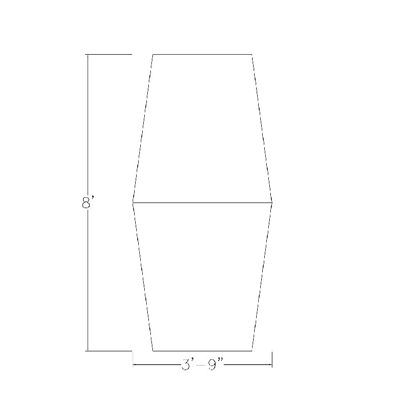 Table hexagonale avec pieds Nyemia, Cyprès blanc, Nickel brossé, L 96 po x l 48 po