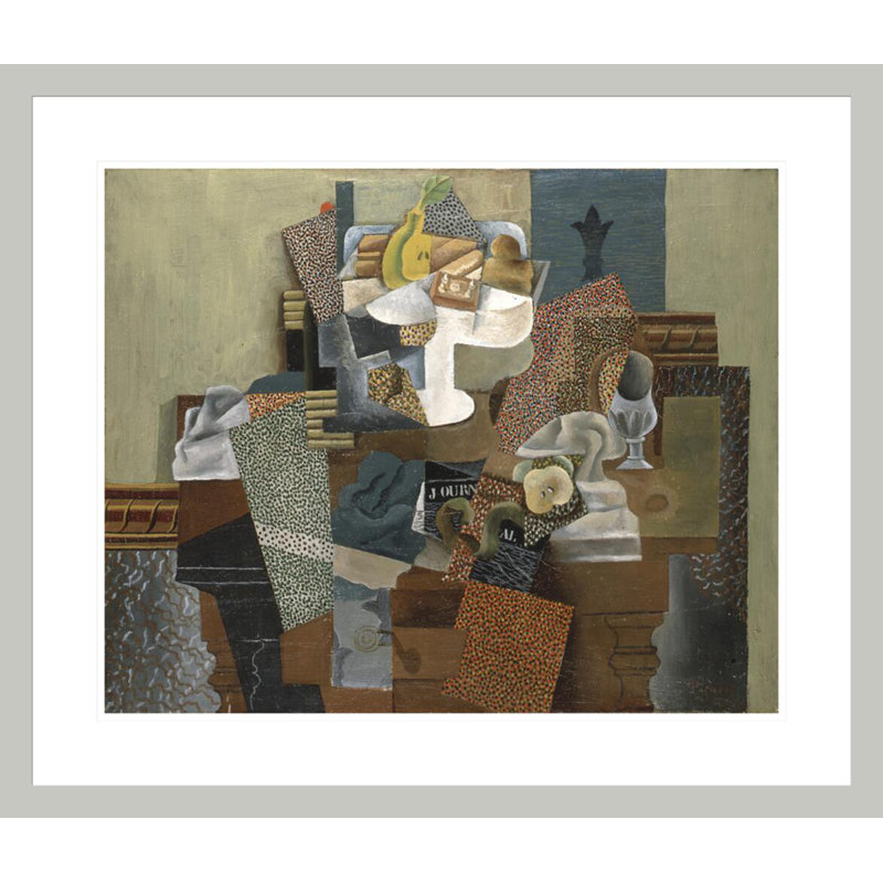 «Still Life with Compote and Glass» par Pablo Picasso, impression giclée sur cadre, H 23,5 po x l 27,54 po