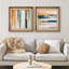 «Pastel Colorful Blue and Orange», ensemble de 2 peintures sur toile encadrées-86450352