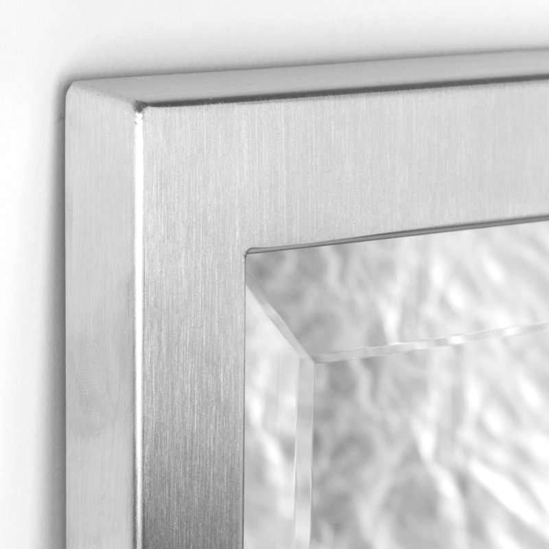40x30" Brushed Nickel Stainless Steel Beveled Framed Metal Accent Wall Mirror for Bathroom Vanity, Entryway, Living Room