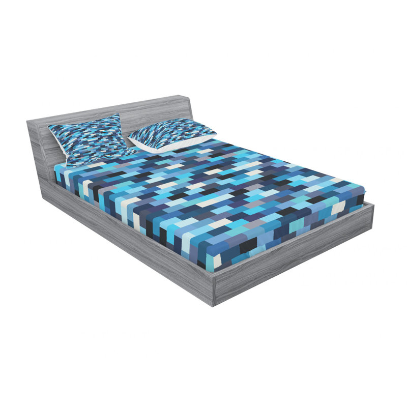 Microfiber Abstract Sheet Set, Queen Sheet Set with Fitted Sheet