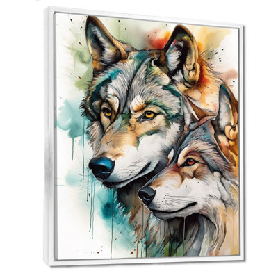 «Wolves Portrait Watercolor1», art mural grand loup