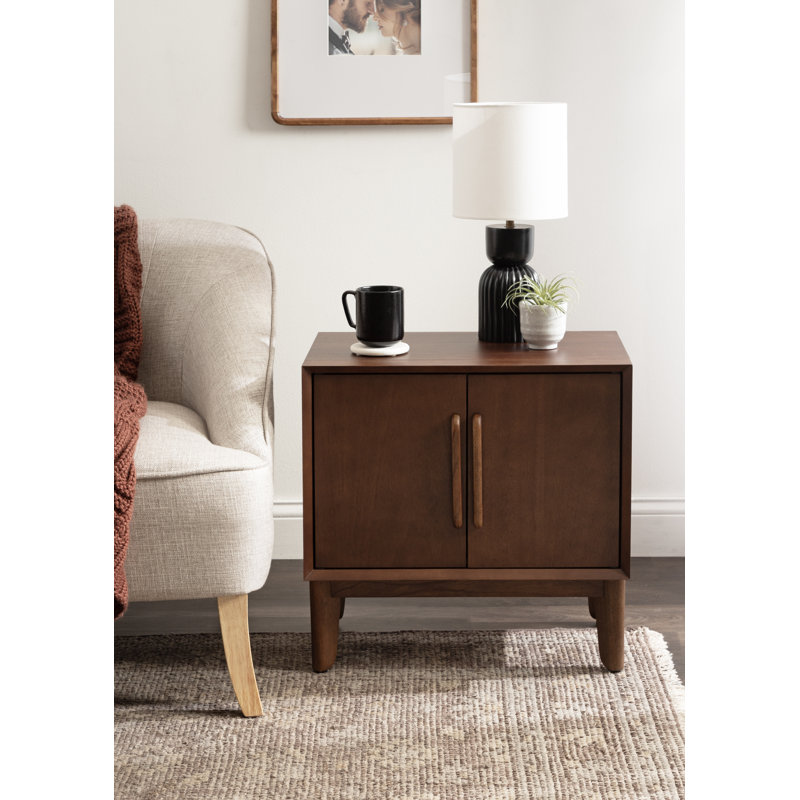 Table d'appoint en bois de manguier avec armoire de rangement McCutcheon, Brun