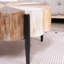 Table basse en forme de fleur rustique, 31,7 po de diamètre, fabriquée en bois manufacturé avec des pieds en métal pour le décor du salon