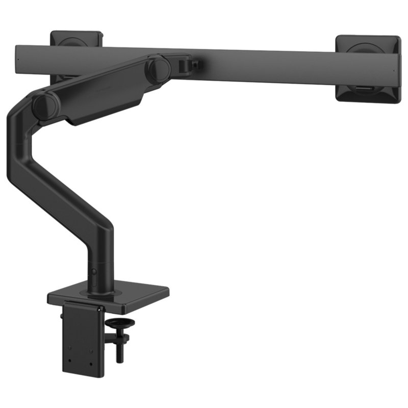 Height Adjustable Universal 2 Screen Desk Mount, Black
