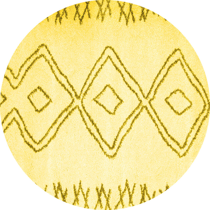 Tapis contemporains jaunes lavables à la machine 431, Rond 7 pi