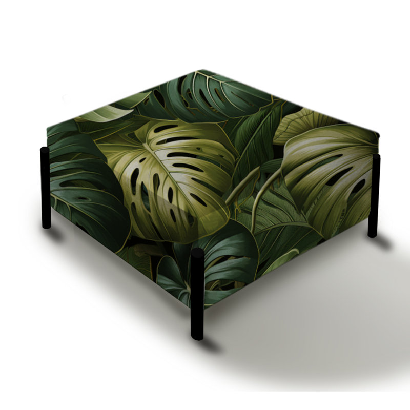 Monstera Mirage - motif tropical - grand repose-pieds carré tropical