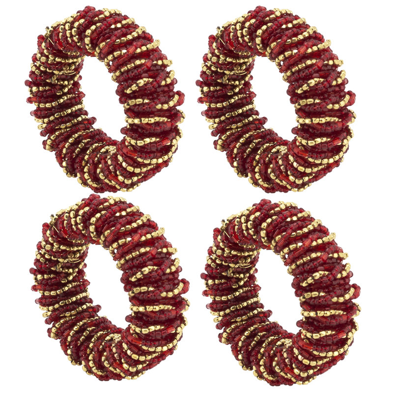 Napkin Ring Collection Glass Beads Napkin Ring, Red