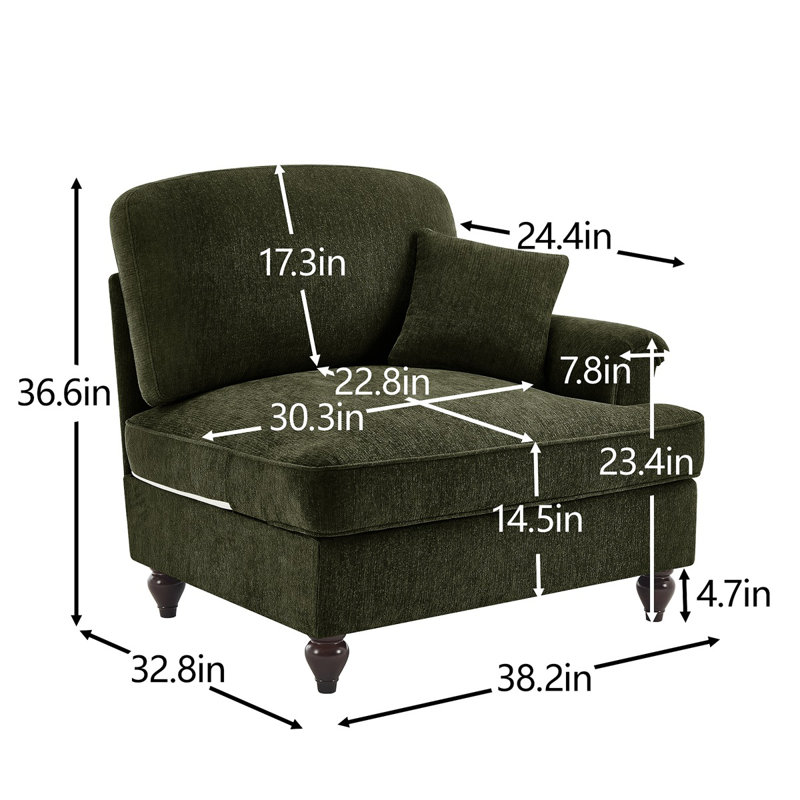 Canapé en chenille avec 1 coussin, Vert