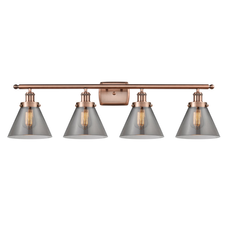 Ballston Urban Cone - 4 Light 38" Bath Vanity Light, Antique Copper, Clear