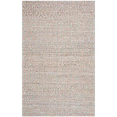 Laumer Hand Woven Jute/Cotton Geometric Rug in Blue/Rust