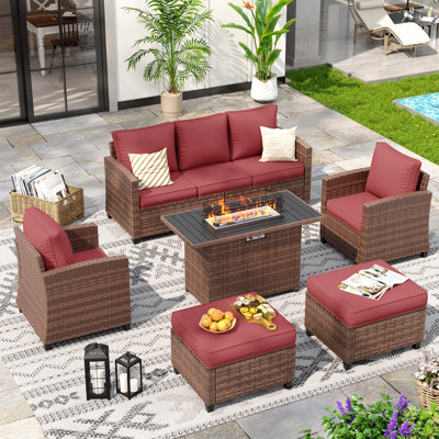 5-Person Outdoor Seating Group With Fire Pit Table by Lark Manor