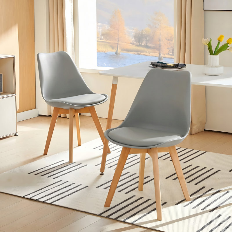 Nero Upholstered Dining Chair, Grey, Beech, 2