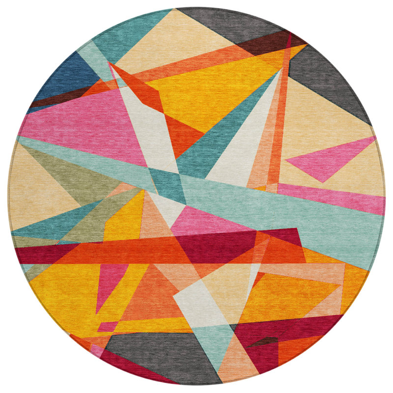Zexture Orange Washable Indoor-Outdoor Rug - LOOMLAN, 8' x 8'