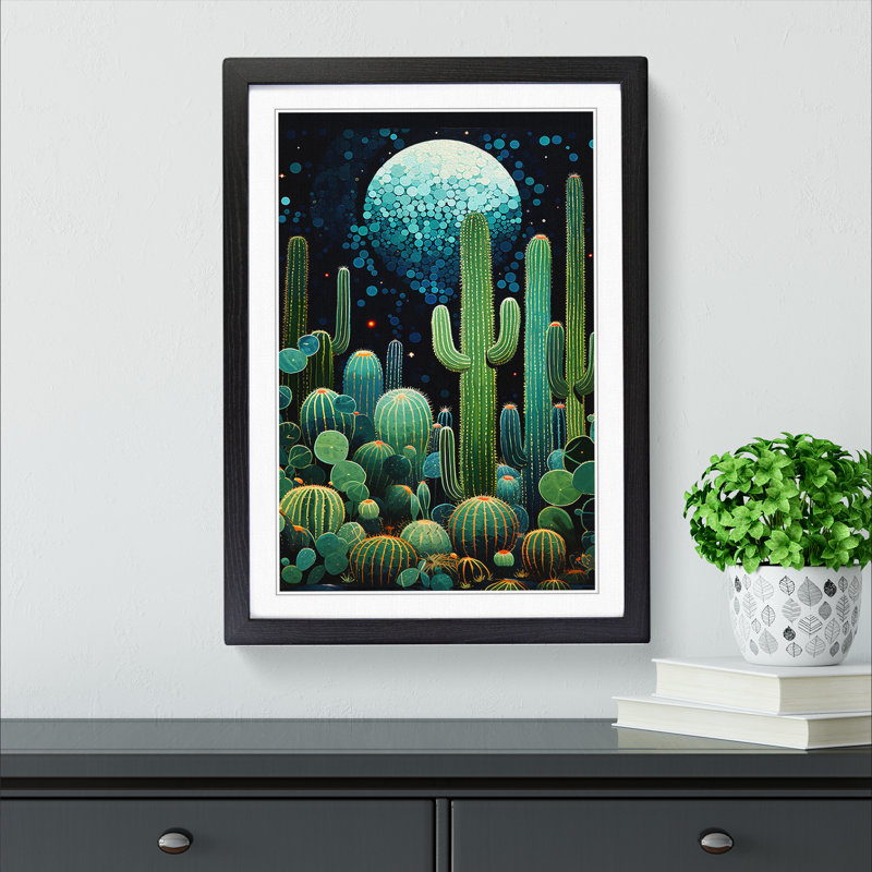 Cactus Orphism - Framed Print, Black Framed, 46cm H x 34cm W x 2cm D