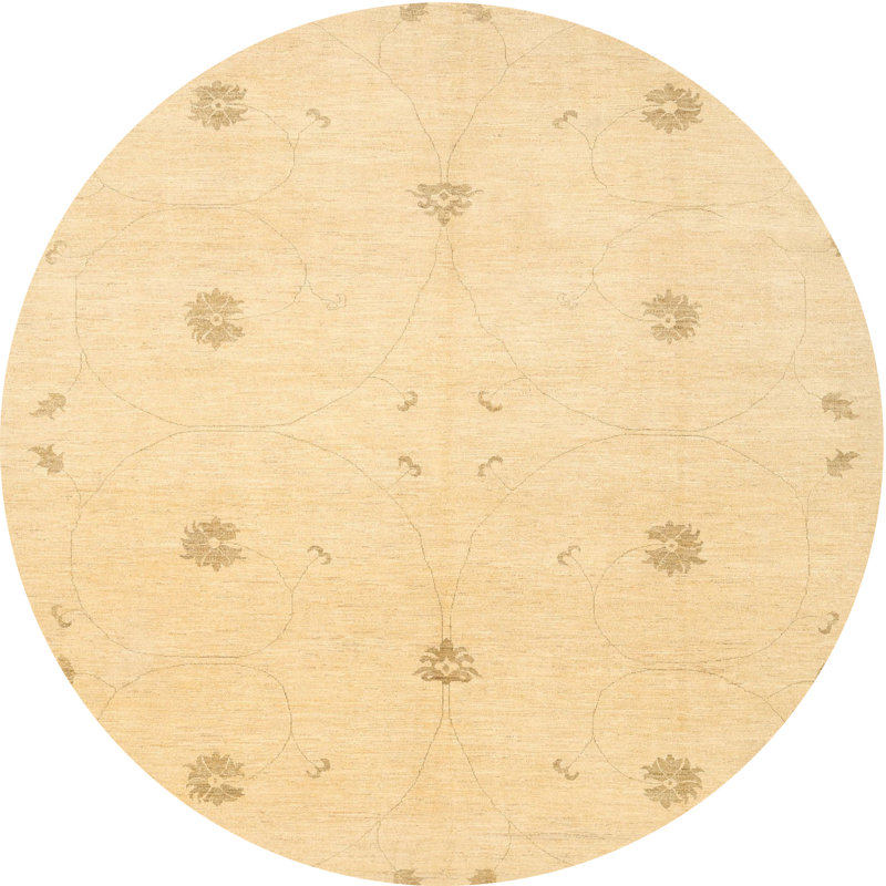 Tapis beige contemporain, Rond 3 pi