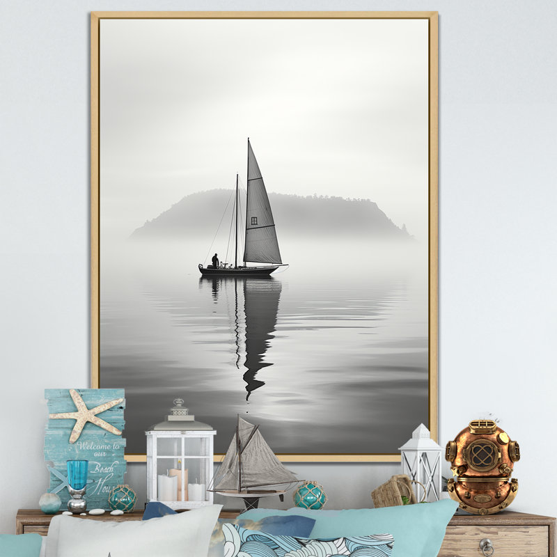 Voilier «Simplicity at Lake» sur toile, H 40 po x l 30 po x P 1,5 po, Cadre naturel flottant