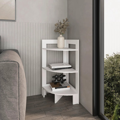 Modern White Corner Shelf With 3 Levels - Optimize Your Space 3-Shelf Display Case Show Off Memorabilia