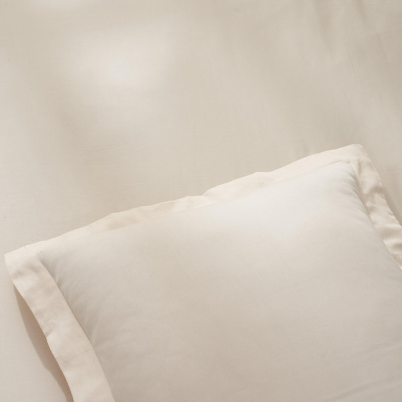 Lunete Egyptian Cotton Blend Modern & Contemporary Duvet Cover Set, Ivory, Full / Queen Duvet Cover + 2 Pillow Shams