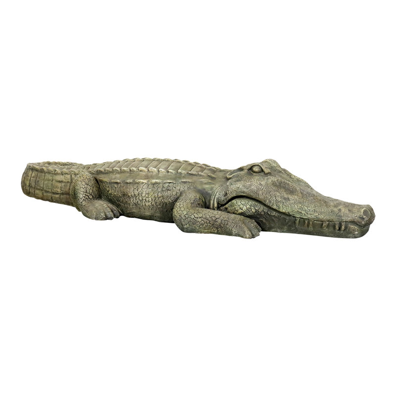 Statue de crocodile en béton de 42 po de long pour décoration de patio et de jardin