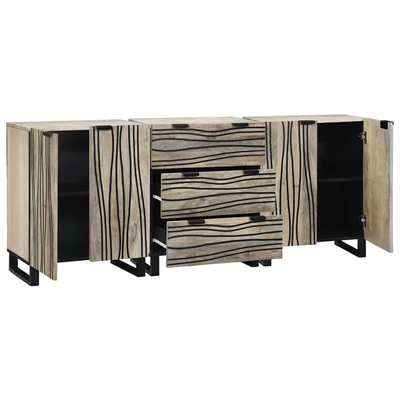 Bathroom Furniture Set With Drawer 3 Pcs 180 X 33 X 75 Cm, Gray