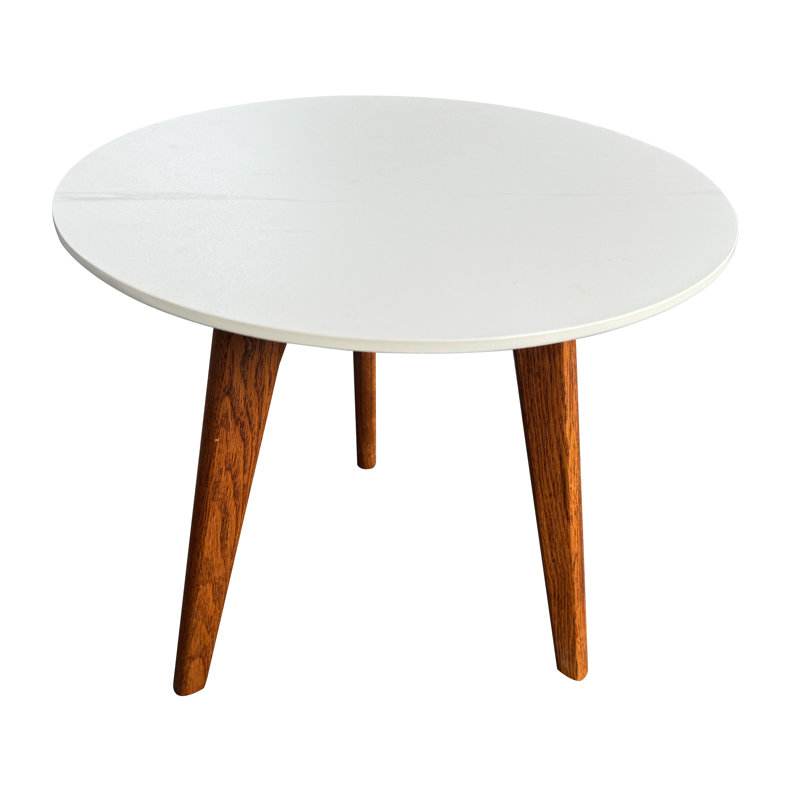 Table de bout à trois pieds Karyssa, Blanc, Bois foncé