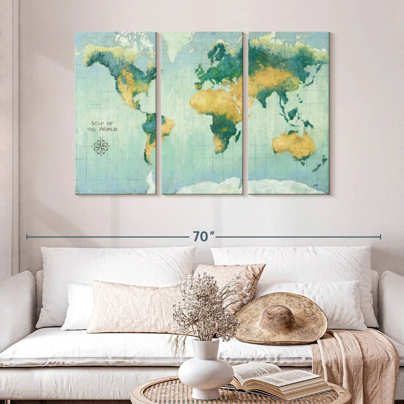 Aliaz Earth Map, 32" H x 50" W