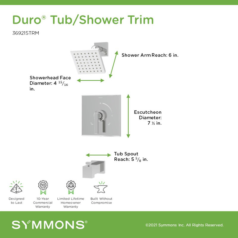 Duro HydroMersion Single Handle Tub and Shower Faucet Trim Kit, Polished Chrome