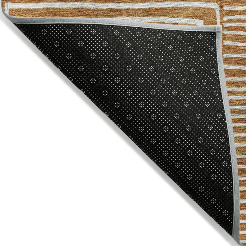 Paprika Red Square Synthetic Washable Easy Care Rug