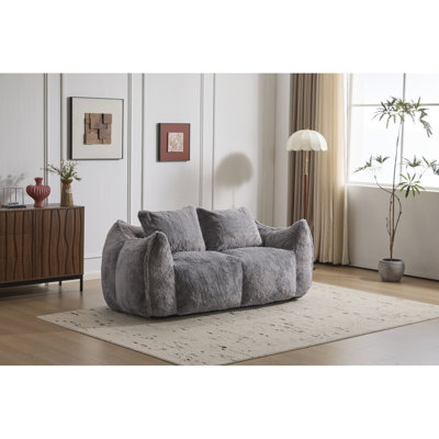 Fauteuil à billes gris surdimensionné pour adultes, fauteuil de lecture confortable avec rembourrage déchiqueté à haute densité, s'adapte à plusieurs espaces ultra doux, canapé ergonomique à 2 places, convient à la détente à la maison