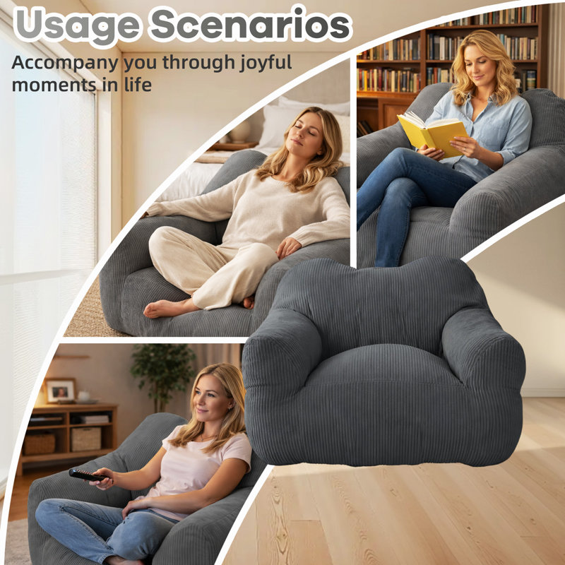 Beanbag Sofa, Square, Grey