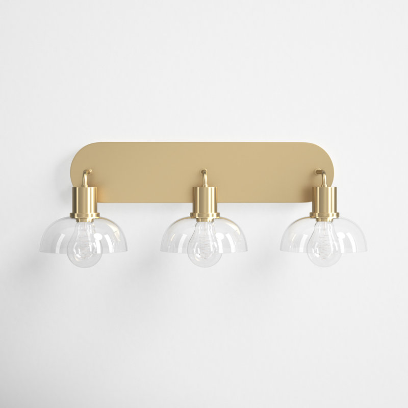 Calix 3 Light Frosted Dimmable Vanity Light, Aged Brass
