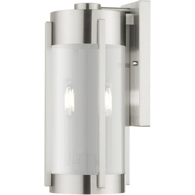 Lanterne murale d'extérieur 7,5 po 2 lumières suspendues, abat-jour électrique en verre fumé plaqué