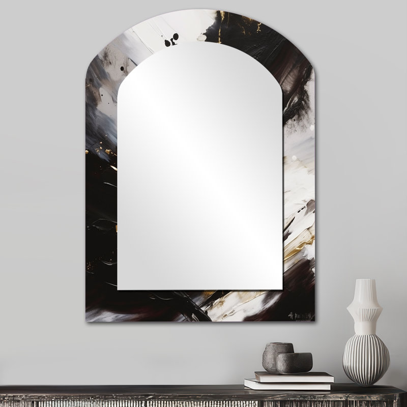 River Happiness, abstrait, doré, noir et blanc III, 34 po x 25 po