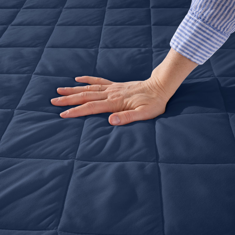 Quilted Mattress Pad, Split Head Flex King, Blue