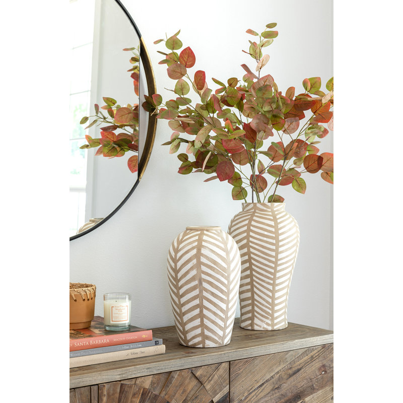 Materials: Ceramic Table Vase, 14.5" H x 9" W x 9" D