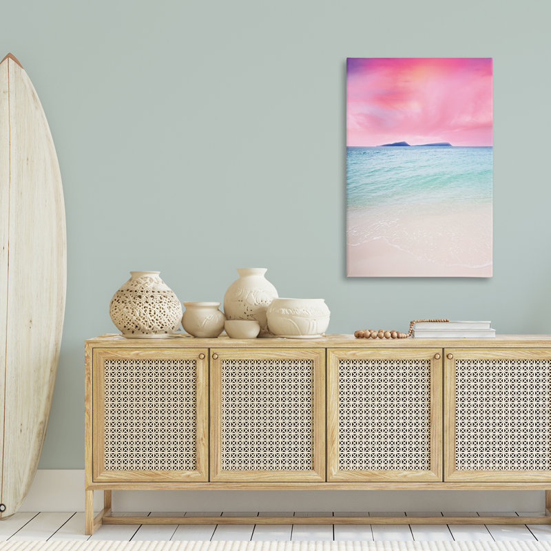 «Pink Sky Shoreline», art mural sur toile par Nataly White, H 45 po x l 30 po
