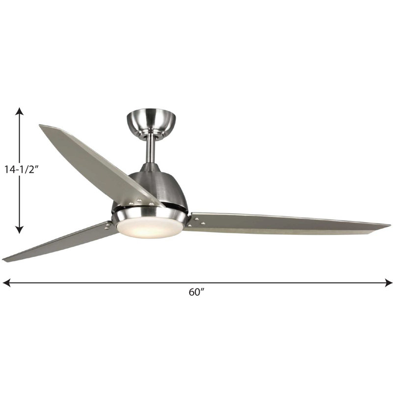 Oriole 60'' Brushed Nickel Ceiling Fan with LED Light and Remote