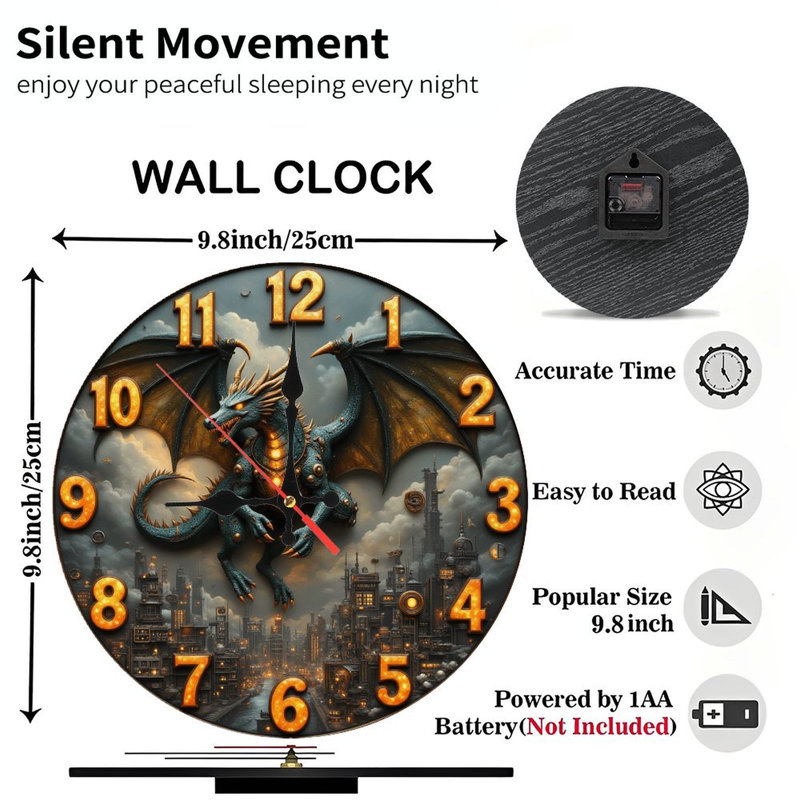 Horloge murale rétro Blue Dragon